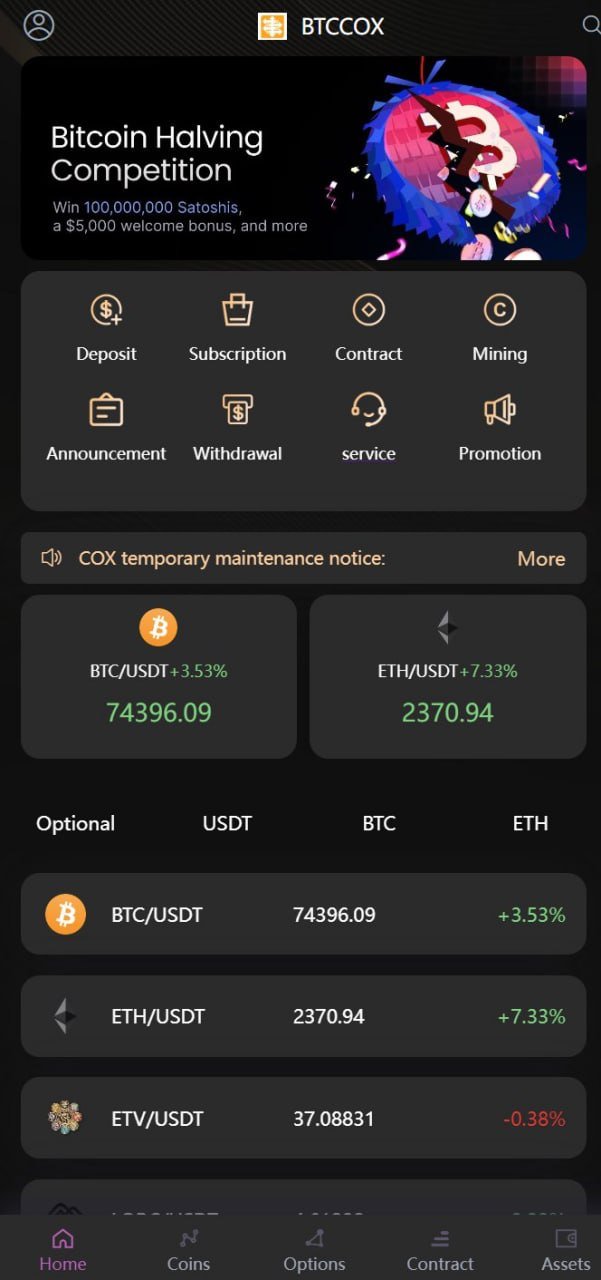 BTCCOXETH.COM The Safest Bitcoin Contract Exchange in the World
